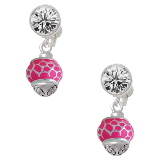 Silvertone Antiqued Giraffe Pink Crystal Clip on Earrings Silvertone Antiqued Giraffe Pink Crystal Clip on Earrings